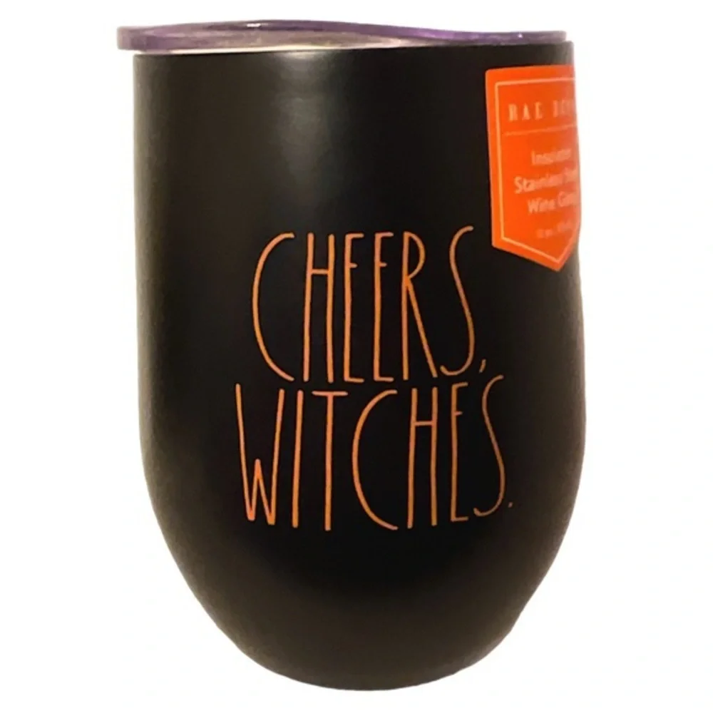 Rae Dunn Halloween “CHEERS WITCHES” Wine tumbler Stainless Insulated 12oz